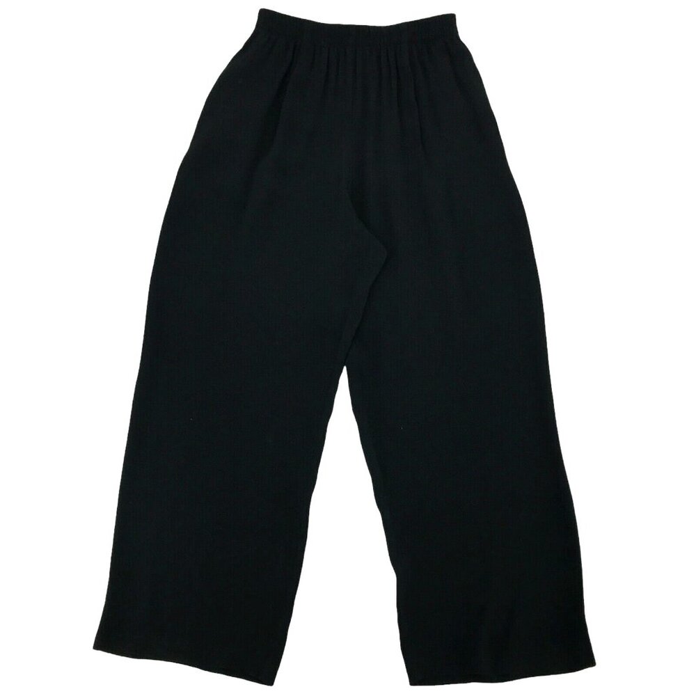 Donna Ricco Women's Black Elastic Waist Acetate Rayon Pants Size 8 Petite